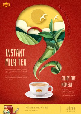 Instant milk tea ads clipart