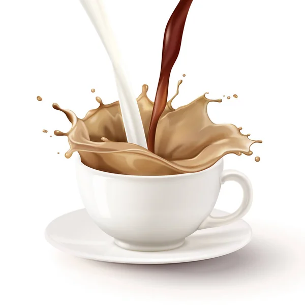 Milk tea in white mug — Stock Vector