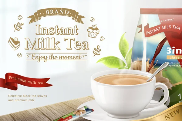 Διαφημίσεις με στιγμιαίο γάλα — Διανυσματικό Αρχείο