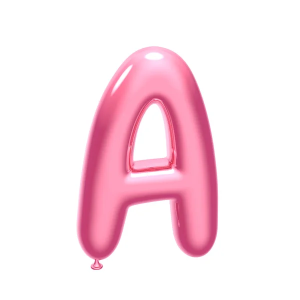 Alfabet balon merah muda A — Stok Foto