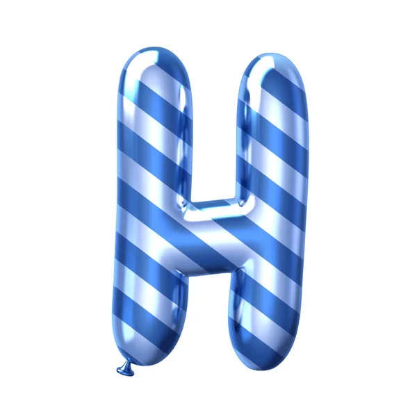 Alfabeto de balão de listra azul H — Fotografia de Stock