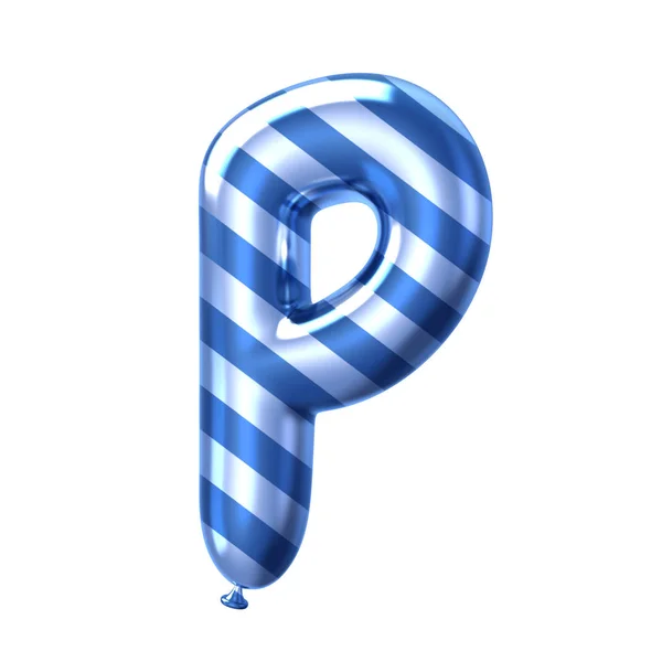 Blue stripe balloon alphabet P — Stock Photo, Image