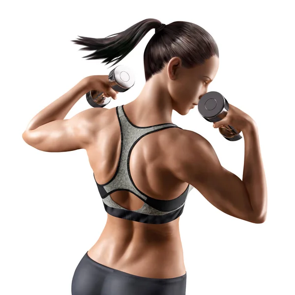 Femme de fitness avec haltère — Image vectorielle