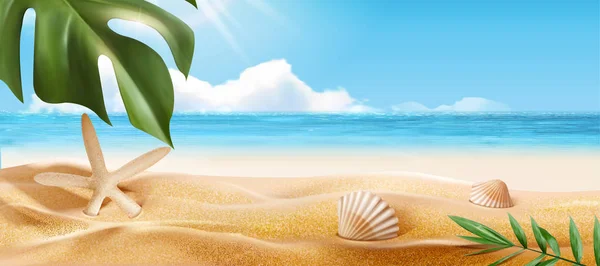 Hermosa playa de verano — Vector de stock