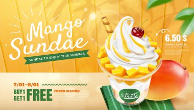 Lezzetli mango sundae reklamlar