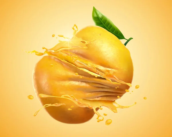 Naranja retorcida con jugo salpicante — Vector de stock