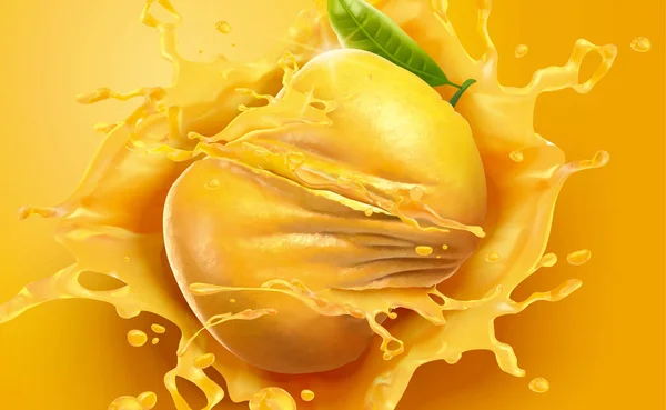 Twisted orange and splashing juice — Stock Vector