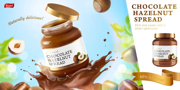 Chocolate avelã propagação anúncios —  Vetores de Stock