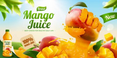 Sıvı el ile Mango suyu reklamları