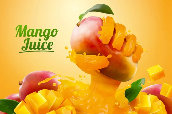 Werbeplakat für Mangosaft — Stockvektor