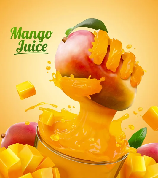 Anuncios de zumo de mango cartel — Archivo Imágenes Vectoriales
