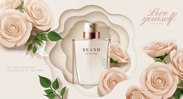 Anuncios de perfumes con rosas de papel — Archivo Imágenes Vectoriales