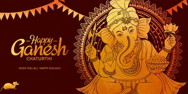 Mutlu Ganesh Chaturthi afiş — Stok Vektör