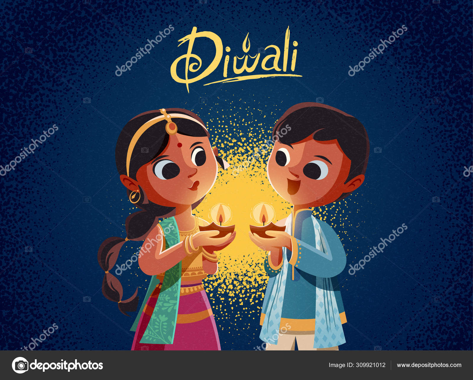 Diwali children holding oil lamps Stock Vector Image by ©HstrongART #309921012 Diwali children holding oil lamps Stock Vector Image by ©HstrongART #309921012