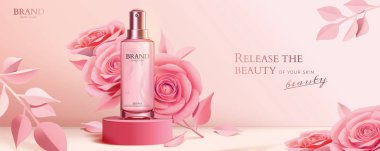 Yuvarlak podyum reklamları sprey şişesi