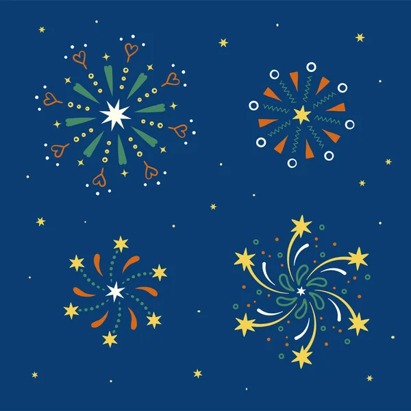 Schattig Fireworks patroonelementen — Stockvector