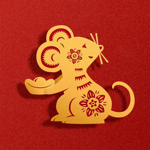 Chinese paper art mouse — Stock Vector