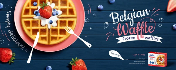 Anúncios de mistura de waffle belga — Vetor de Stock