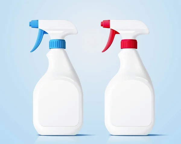Realistische Mock Set Van Witte Plastic Trigger Spray Flessen Geïsoleerd — Stockvector