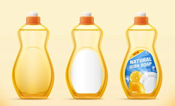 Bottle Design Dishwashing Liquid Soap Illustration Isolated Light Yellow Background — Stock Vector