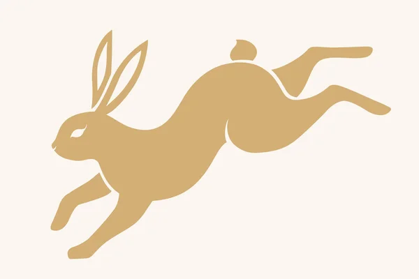 Hopping Rabbit Silhouette Isoliert Auf Weißem Hintergrund Element Für Mid — Stockvektor