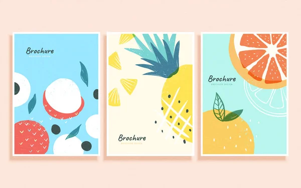 摘要孟菲斯设计中的夏季水果概念 小册子 传单和海报的封面模板 — 图库矢量图片