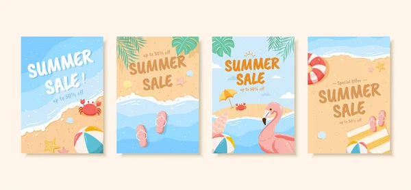Καλοκαίρι Πώληση Φυλλάδιο Παστέλ Τόνο Έννοια Των Διακοπών Στην Παραλία — Διανυσματικό Αρχείο