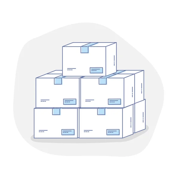 Vlakke Lijn Pictogram Concept Van Lading Pakketten Pakketbezorging Opslag Van — Stockvector