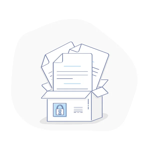 Protección Archivos Seguridad Datos Privacidad Información Confidencial Segura Lleno Documentos — Archivo Imágenes Vectoriales