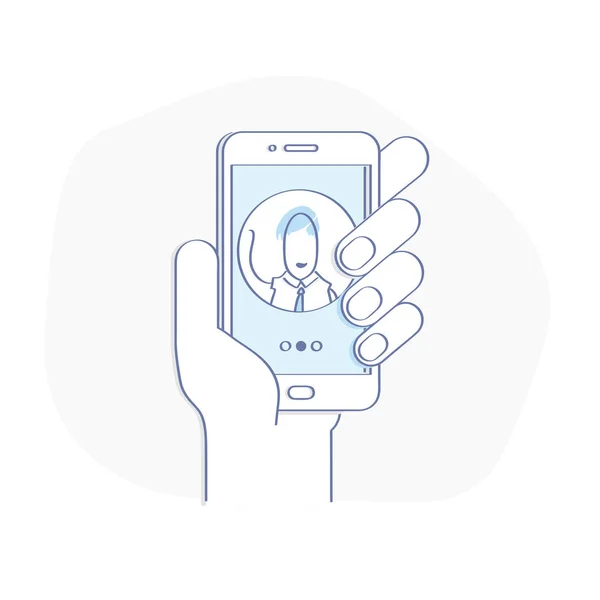 Tunn Linje Ikonen Begreppet Kontakter Video Mobilsamtal Symbol För Anslutning — Stock vektor