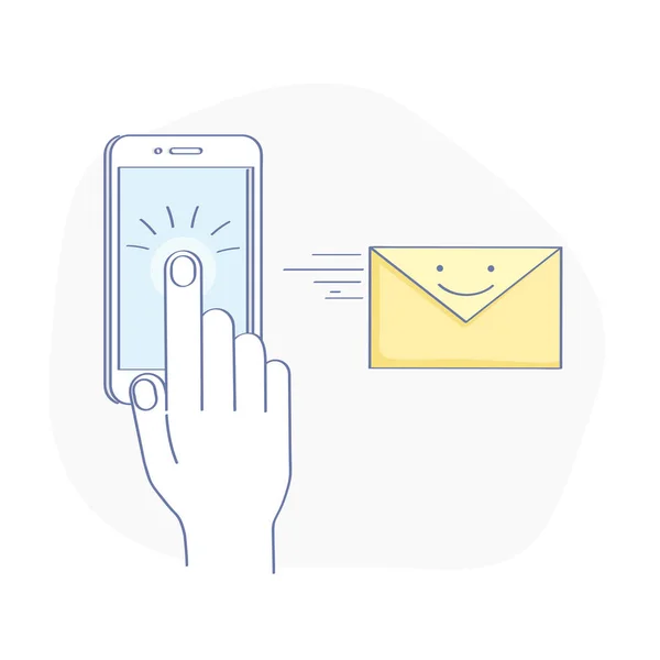 Pase Notificación Envíe Mensaje Mail Solo Clic Desde Teléfono Móvil — Archivo Imágenes Vectoriales