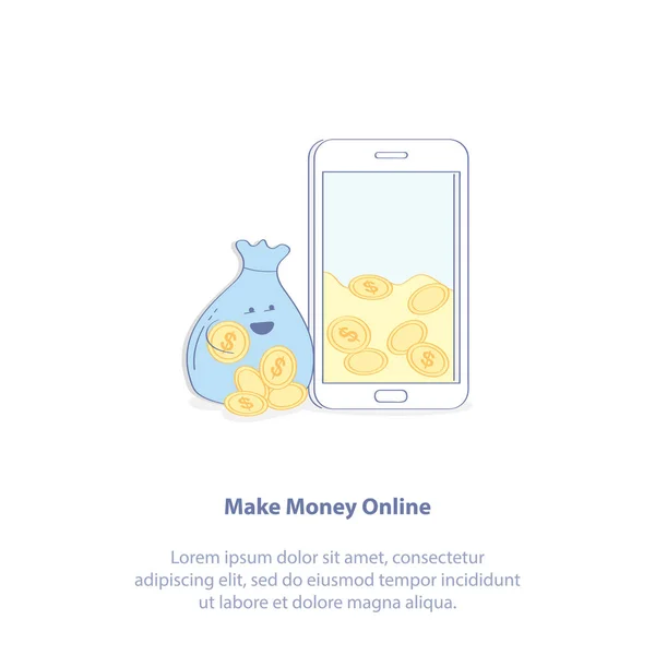Flat Line Сучасна Іконна Концепція Online Business Earn Money Online — стоковий вектор