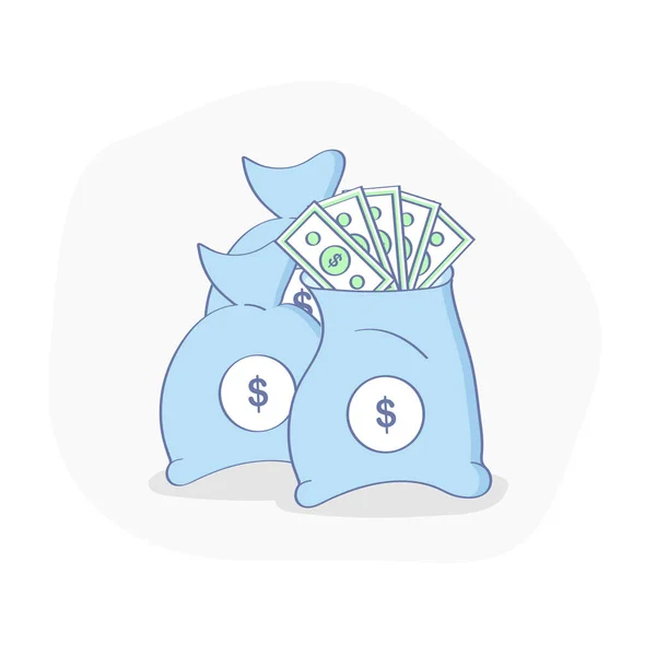 Peněžní Tašky Plné Peněz Symbol Příjmu Zisk Rozpočet Finanční Bilance — Stockový vektor