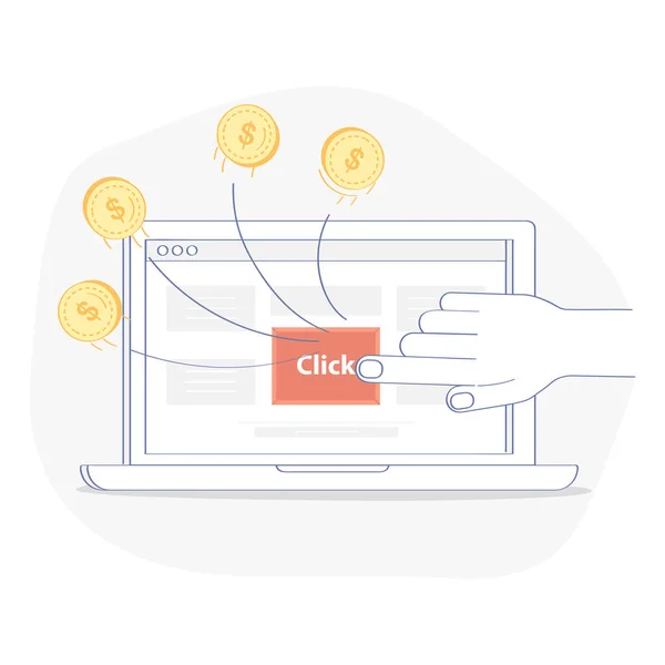 Marketing Monetizzazione Del Sito Guadagnare Soldi Online Pubblicità Web Cpc — Vettoriale Stock