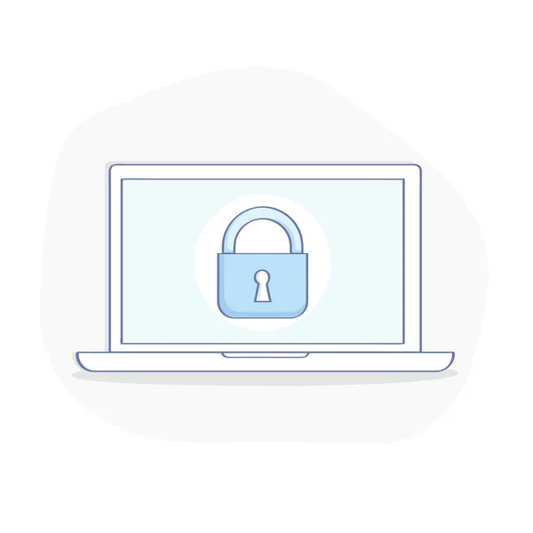 Ordinateur Portable Avec Verrou Sur Écran Concept Sécurité Accès Personnel — Image vectorielle