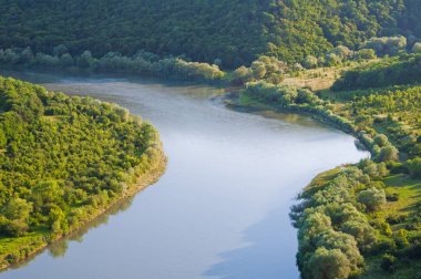 Top view on the beautiful bend of the river. Dniester Canyon, Ukraine, Europ clipart