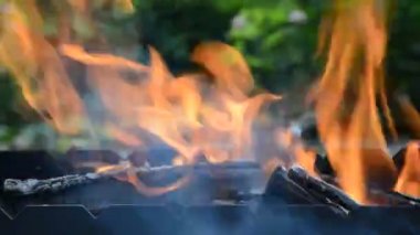 Barbekü için odun Brezilya 'da yanıyor.