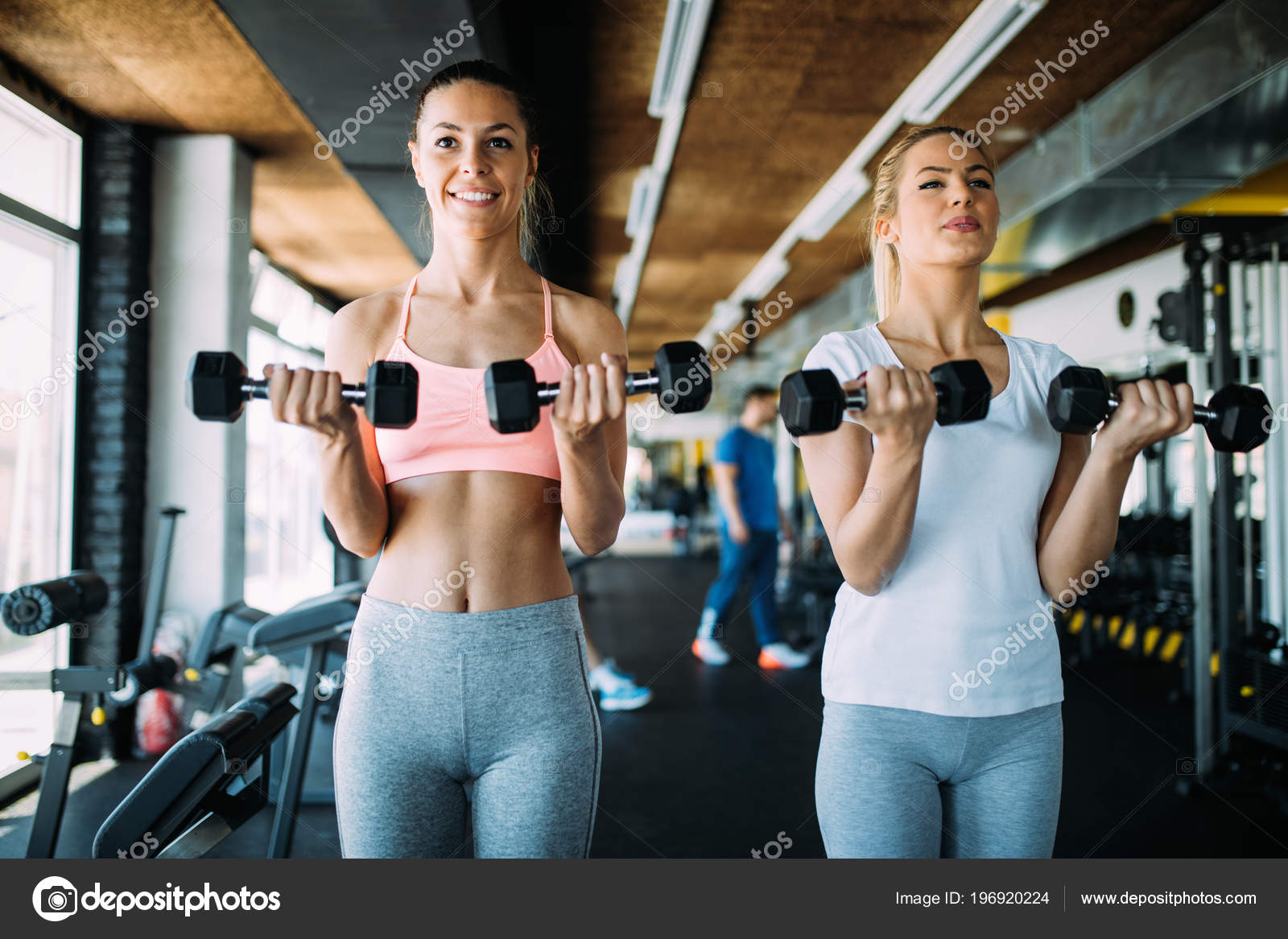 Picture Two Beautiful Fitness Women Gym Stock Photo by ©nd3000 216125746