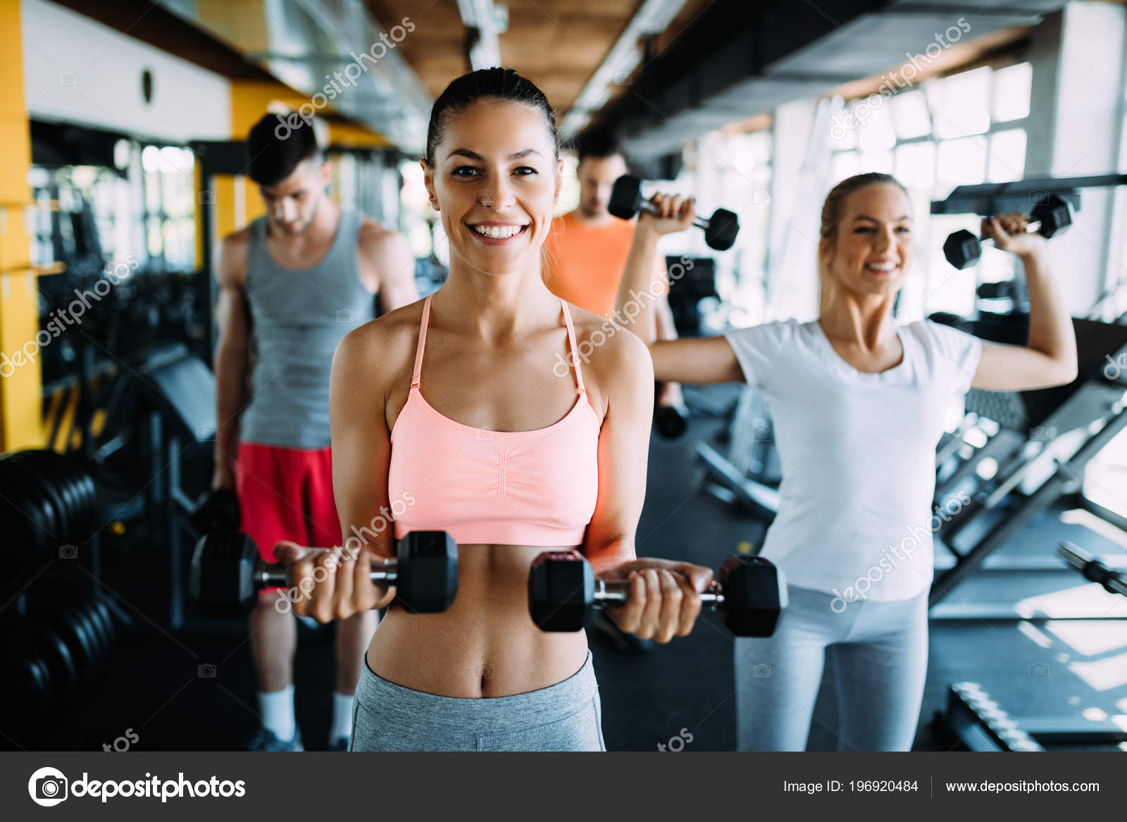 Fitness Sport Exercising Healthy Lifestyle Concept Group Happy People Gym  Stock Photo by ©nd3000 196920484
