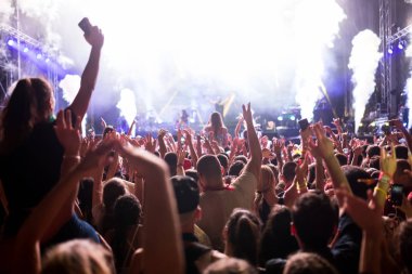 Müzik Festivali'nde zevk mutlu dans kalabalık portresi