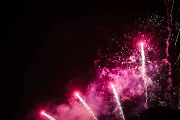 Portrait Large Fireworks Music Dance Festival — Stock Photo, Image