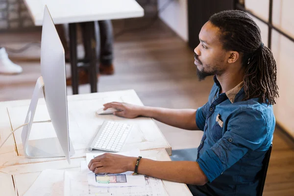 Young Handsome Architect Working Computer Office — Stock Photo, Image