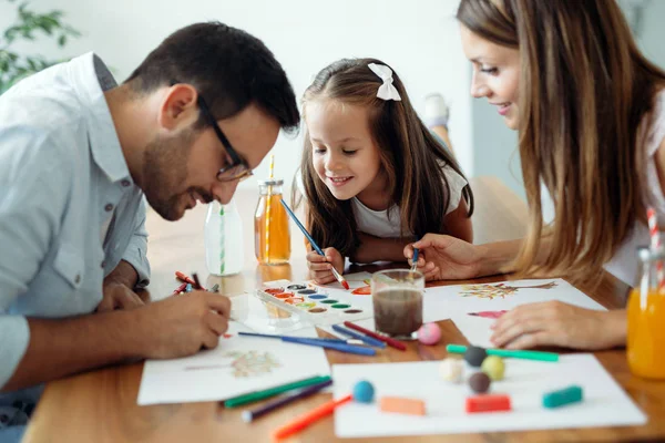 Gelukkige Familie Plezier Tijd Samen Thuis — Stockfoto