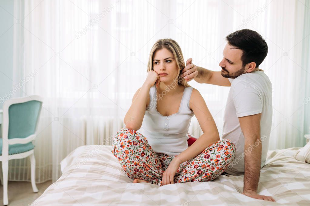Picture of young couple having relationship problems crisis