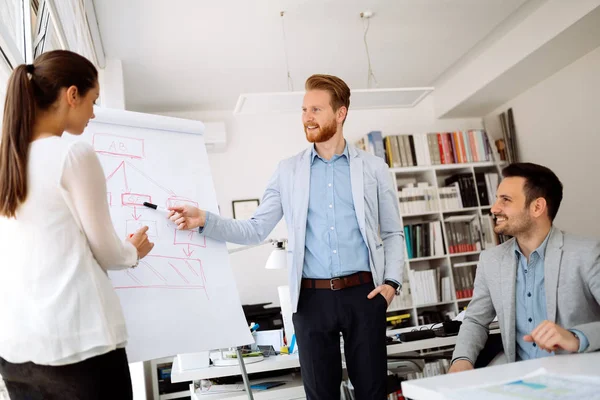 İş seminer ve flipchart üzerinde temsil lecutre