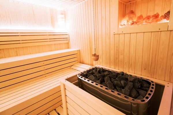 Gezonde Finse Sauna Interieur Met Moderne Inrichting — Stockfoto