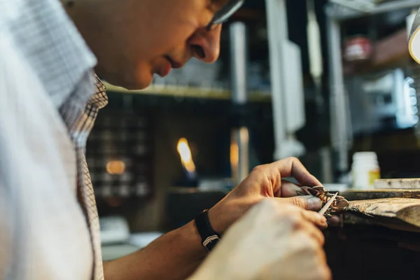 Young Smart Cute Jeweler Creating Jewelry — Stock Photo, Image