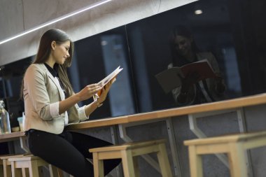 Bir dosya içinde modern ofis holding iş kadını