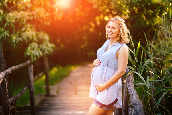 Portrait Beautiful Pregnant Woman Nature — Stock Photo, Image