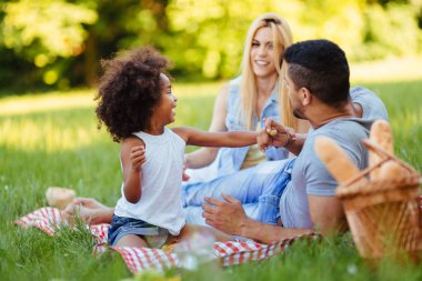 Mutlu aile eğleniyor piknik birlikte